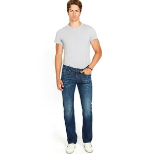 Driven Men's Relaxed Straight Jeans, Dark Blue Sanded- BM22640