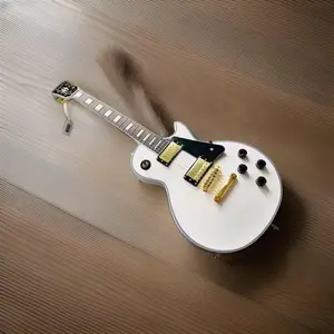 LP Style 6-String Electric Guitar with 22 Frets, Mahogany Body, Maple Components, Guitar Strap, Iconic Design, Artic White Finish