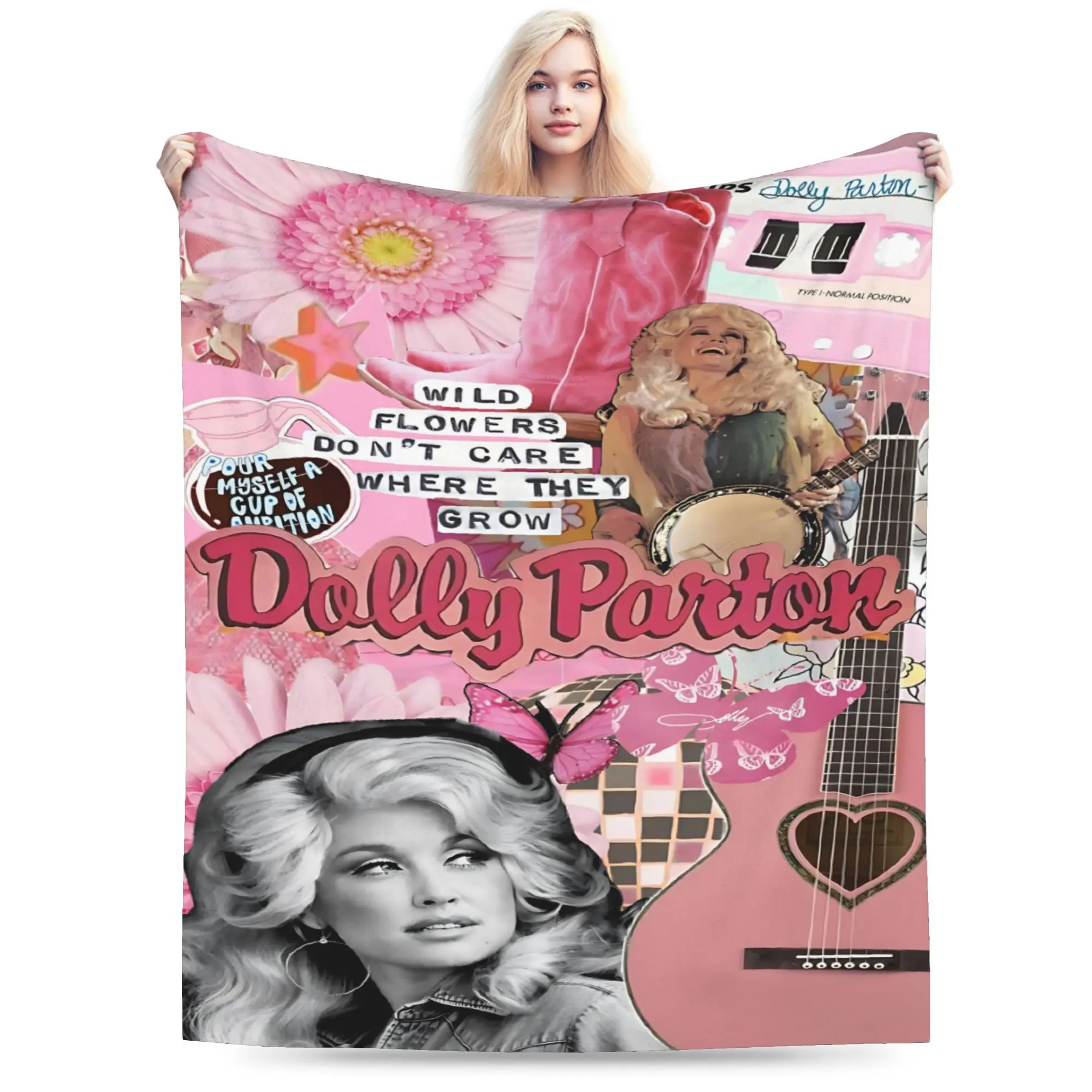 Dolly Parton Stylish Luxury Flannel Blanket - Suitable for all seasons, perfect for office sofas and camping, and a great gift.