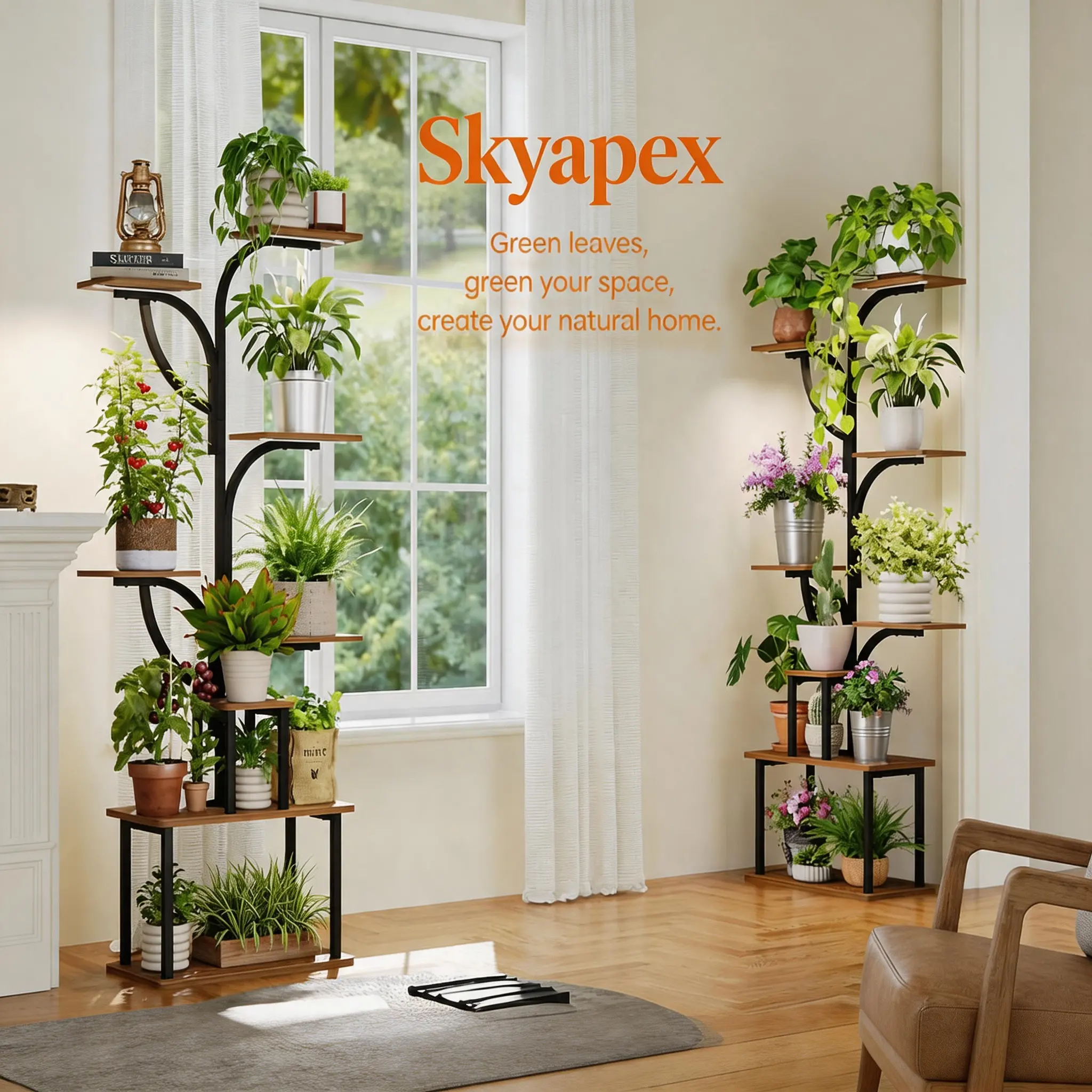 63.5"H Indoor Metal Plant Stand With Grow Light