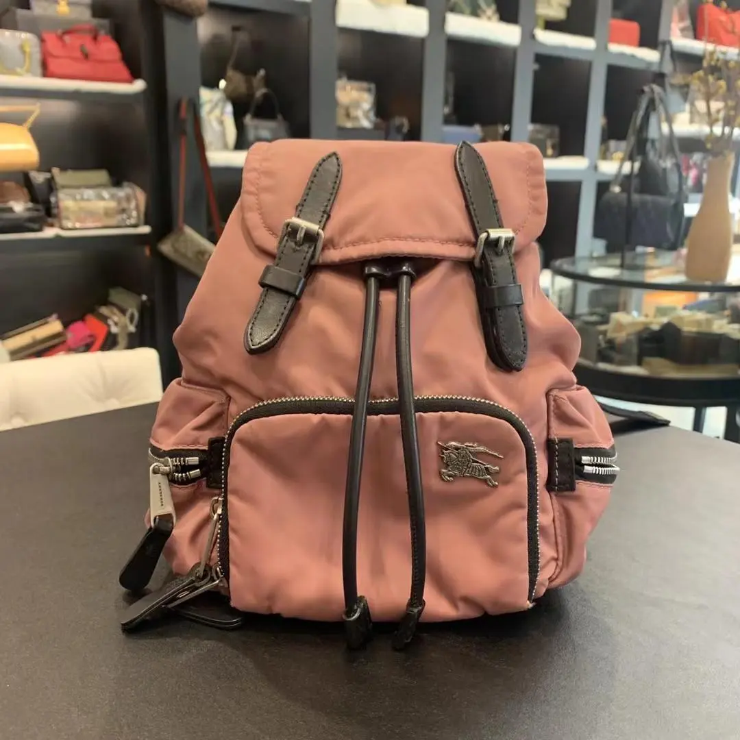 Pre-owned Burberry/BURBERRY classic women's small nylon pink backpack size 22*11*23 accessories shoulder strap in store XH 19146080