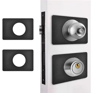 2PCS Matte Black Door Knob & Deadbolt Reinforcement Plate Door Handle Fixing Cover Filler Repair Backplate Door Lock Hole Backing Reinforcer Kit