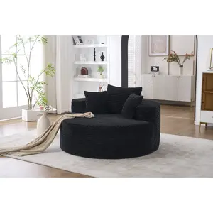 Accent Chair, 55" Round Single Sofa, Fluffy Modern Sleeper Chair for Living room, Bedroom, Lounge and Projection Room, No Assembly Needed