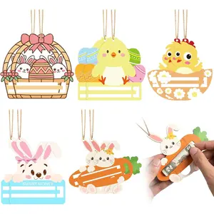 10 Pack Easter Bunny  Holders - Wooden  &  Card Holders for Easter Baskets, Basket Stuffers