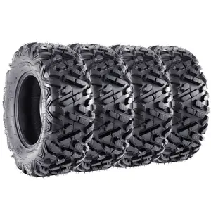 Durable 6-Ply All-Terrain ATV/UTV Tires Set of 4 – 25x8-12 Front & 25x10-12 Rear Tubeless Tires, Superior Mud & Trail Off-Road Traction for Four Wheelers