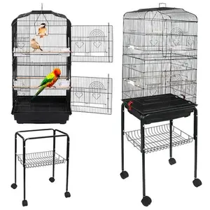 Zeny 59" Bird Cage with Rolling Stand Cockatiel Parakeet Finch Parrot Birdcage Black