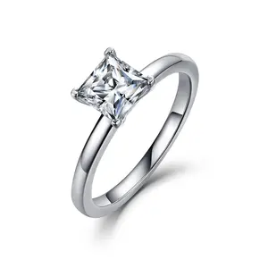 Princess Cut 5A Grade Cubic Zirconia (CZ) Solitaire Ring, 4-Prong Setting Minimalist Engagement Ring, Perfect Proposal & Wedding Band, Ideal Anniversary Gift for Her