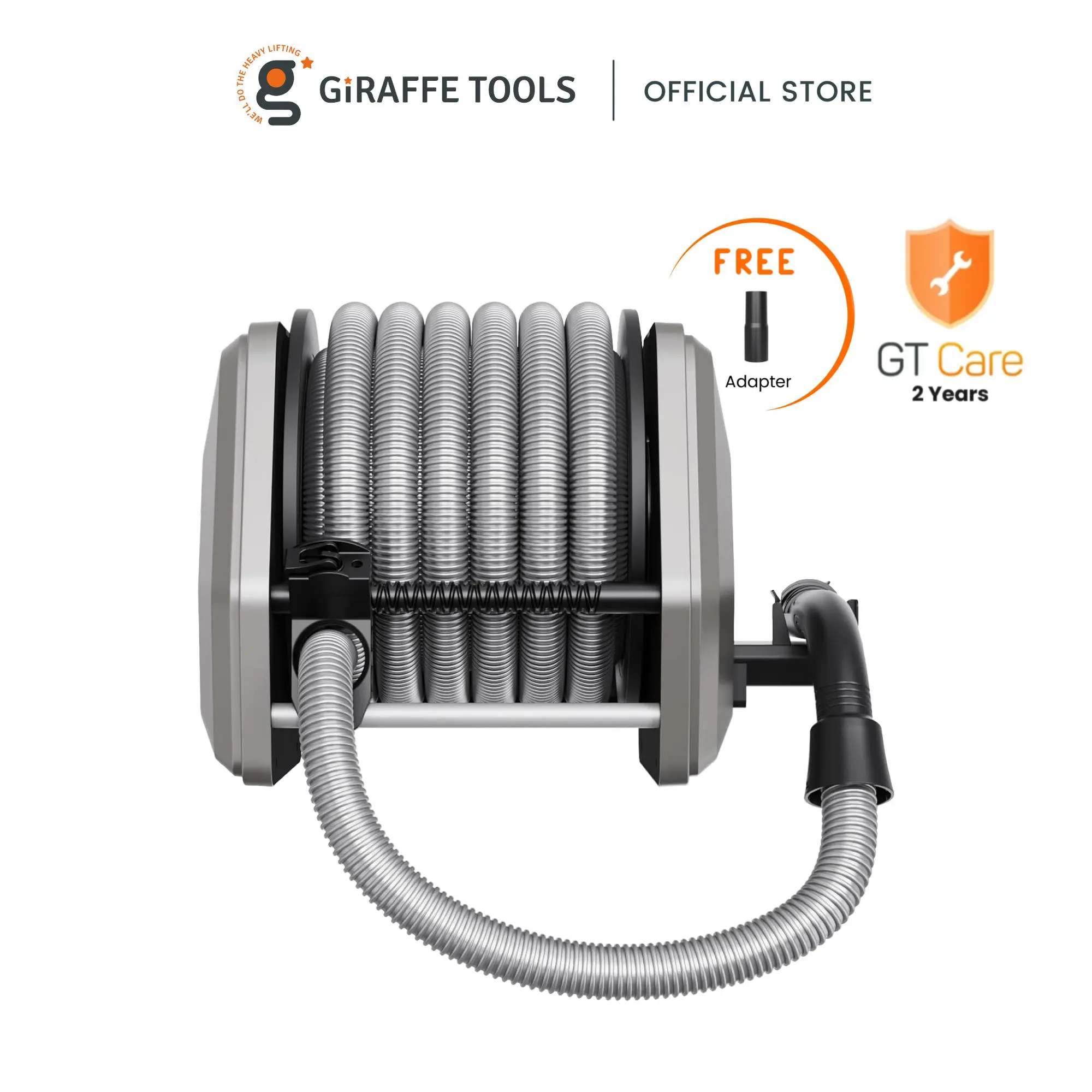 [SummerFinds] Giraffe Tools Vacuum Hose Extension Reel with 30FT Hose, 1-1/4'' Wall Mount Vacuum Replaceable Hose Suitable for Diameter 32mm Wet Dry Vacuums Fitting Cleaning, 2 years warranty