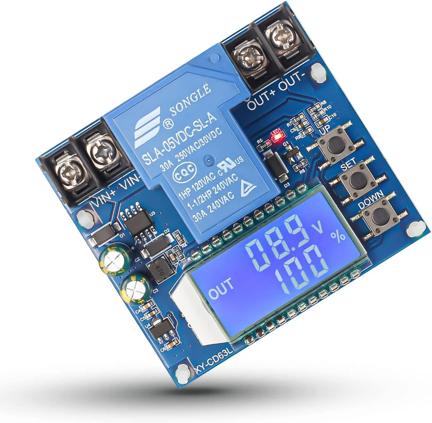 Low Voltage Disconnect, DC 6V-60V 30A Low Voltage Protector with LCD Display Charging Discharging Protection Board Disconnect Switch Module for Lead Acid Lithium Battery