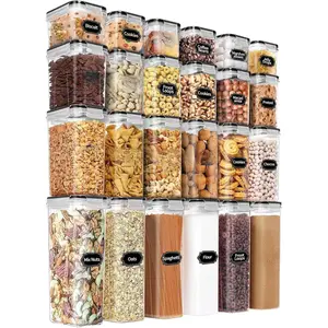 Airtight Food Storage Containers Set with Lids - 24 PCS, BPA Free Kitchen and Pantry Organization, Plastic Leak-proof Canisters for Cereal Flour & Sugar - Labels & Marker