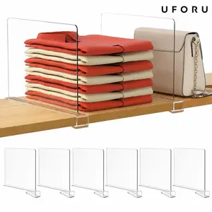 UFORU 6 Pack Closet Organizers and Storage, Clear Shelf Dividers, Vertical Purse Organizer for Closet Perfect for Sweater, Shirts, Handbags in Bedroom and Kitchen, Acrylic Bookshelf for Organization#SummerWins#DFYD