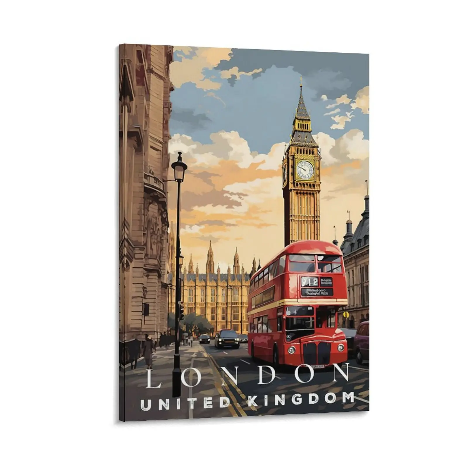 London Poster, London Wall Art, Vintage London Travel Poster, Cityscape Wall Decor, London Souvenirs, Travel Prints for Home Or Office Poster Canvas Wall Art For Bedroom Decor Bar Office Room Decor Gift