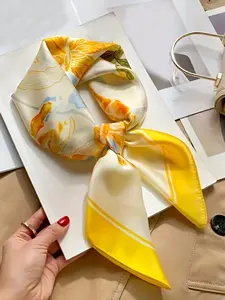 Women's Lightweight Boho Scarf, Boho Style Shawl, Floral Print Scarf, Floral Square Wrap, Square Head Scarf, Breathable Sun Protection, Silk-Like Texture, All-Season Accessory