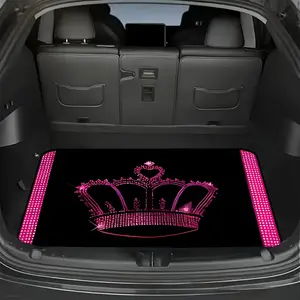 1pc Pink Crown Pattern Car Trunk Mat, Car Accessory - Easy-to-Clean Interior Liner, Suitable for All Vehicles, Vibrant Trunk Decoration, Perfect Gift for Valentine's Day, Father's Day, Mother's Day