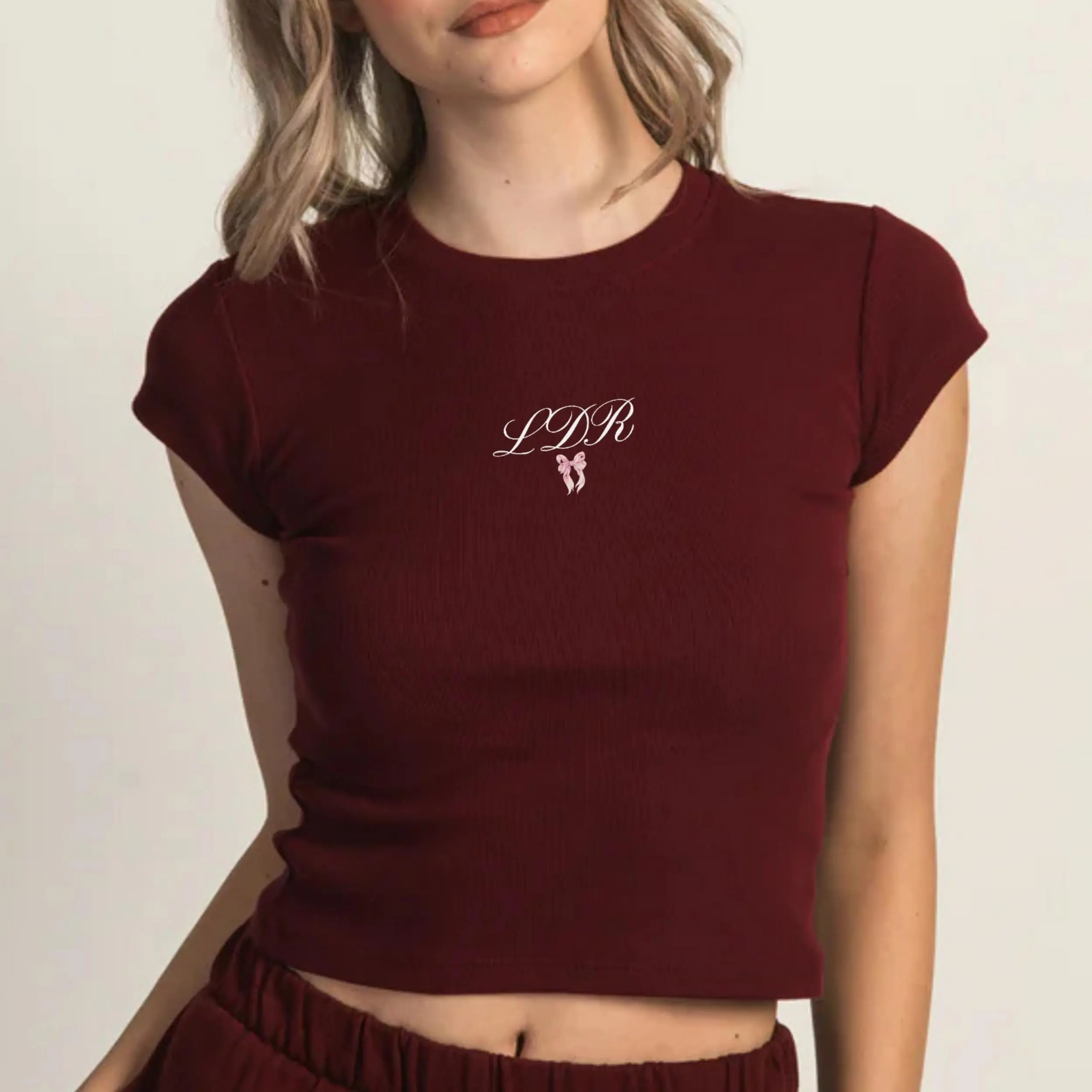 LDR Inspired Graphic Baby Tee, Y2K LDR Women's Fitted T-Shirt, LDR Bow Women's Baby Tees, Gift for Her