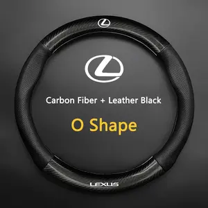 Car Suede Leather Carbon Fiber Steering Wheel Cover, Compatible with Lexus Es200 Es260 Es300 Rx300 Ls500h Gs300 Is250 Is300 Ct200h Lx570 Gx Nx Ux