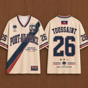 Custom Port-au-Prince Jersey Shirt, Retro Caribbean Football Tee, Blue Red Gold 2026 Fan Gift, Personalized Street League Top, Men Women