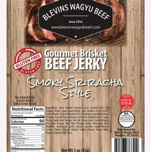 Smoky Sriracha Wagyu Brisket Beef Jerky - Gluten Free - Blevins Wagyu Beef - Premium Dried Snack - #Natural #Grain #Grass #TikTok #Luxury #Expensive #Quality #Keto #Carnivore #Meat #Dry #Fuego #JapaneseA5 #Lifestyle #fyp #TikTokviral #trending #recipe