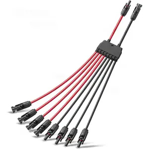 Solar Parallel Connectors for 2-4 Solar Panels, Extra Long 2 to 8 Y Branch 10AWG Adapter Splitter Cable Wire Plug PV Tool Kit, Waterproof (MFFFF/FMMMM)
