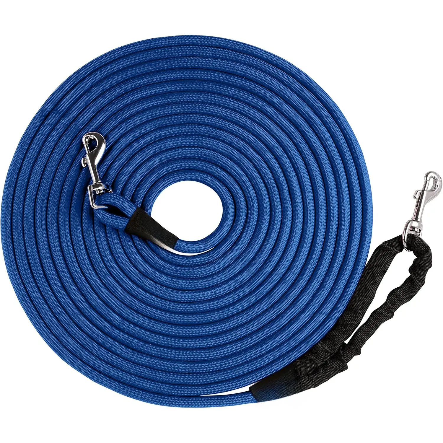 Heavy Duty 30 Foot Long Rope Leash for Dogs |  Recall  Leash | High Visibility  Climbing Rope Leash | Hand or  Worn | Stainless Steel 360? Clips for Tangle Free Use
