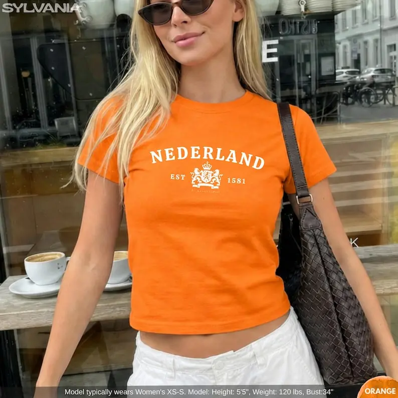Netherlands Flag Baby Tee, Holland Soccer Fan Graphic Shirt, Dutch Pride Women's Top