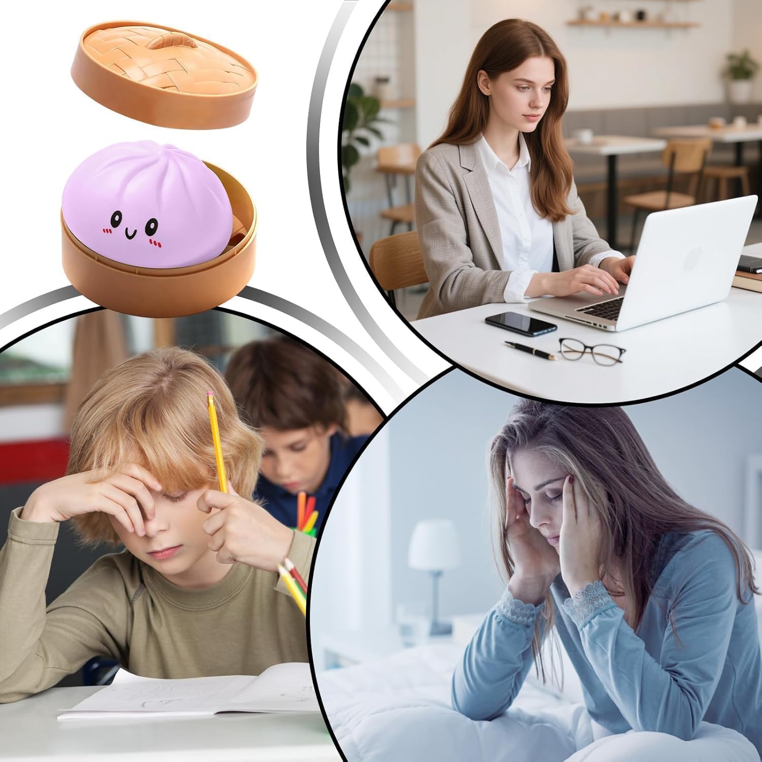 Size3.15*1.97in.2026 New Glitter DumplingSquishy with Steamer Box, Soft SensoryFidget Steamed Bun Squeeze Tool for AdultStress & Anxiety Relief,3.15 inches inDiameter Cute Office Desk Decor andRelaxing Accessory