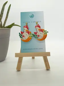 Orange Moon Midnight Mushrooms - Polymer Clay Earrings