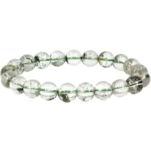 Angelstones Natural Green Ghost Phantom Quartz Genuine Semi-Precious Gemstones Healing 10mm Beaded Stretch Bracelet 7" Unisex