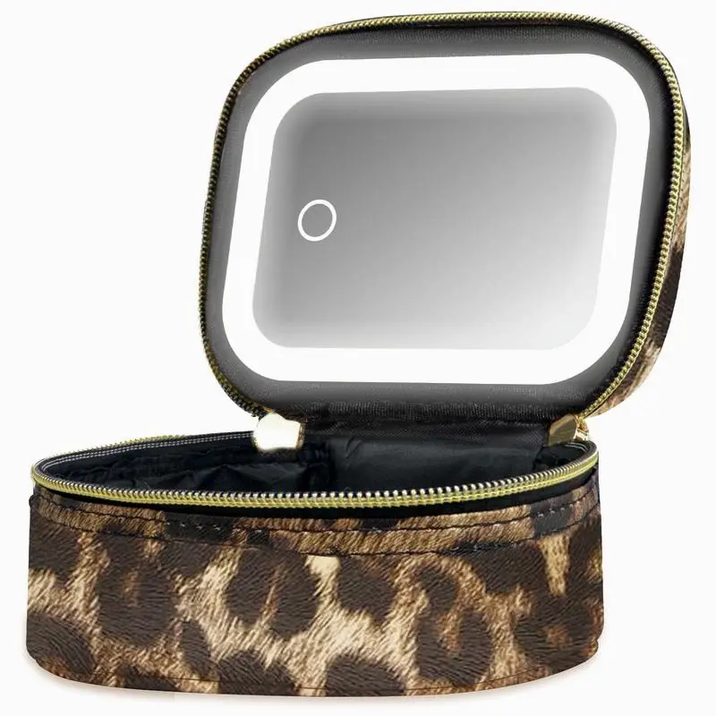 【Small Size】Small Travel Makeup Case with LED Mirror and 3 Adjustable Brightness Light, Portable Cosmetic Organizer for Women and Makeup Artists, Easy to Carry Valentine’s Day Gift summerwins