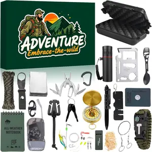 Advent Calendar 2025 Survival Kit - 24 Days Christmas Countdown Calendar with Essential Survival Gears, Cool Gadgets for Men/Teens/Adults, Ideal for Camping Fishing Hiking Adventure