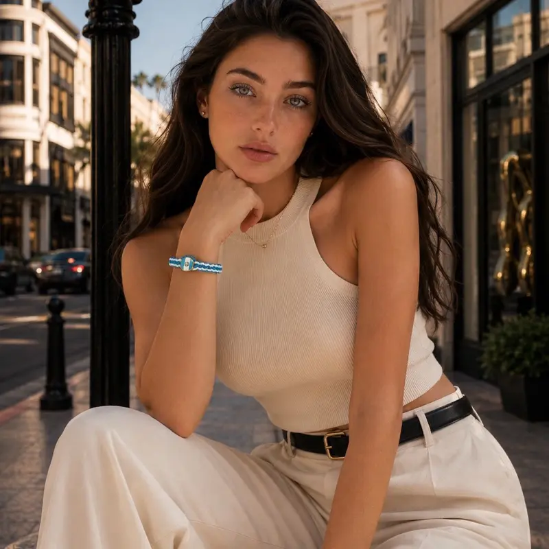 Pulsera Ajustable Artesanal de Guatemala con Bandera Nacional y Cordón Trenzado
