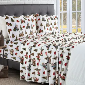 Elegant Comfort 4-Piece Holiday Christmas Velvet Plush Flannel Sheet Set