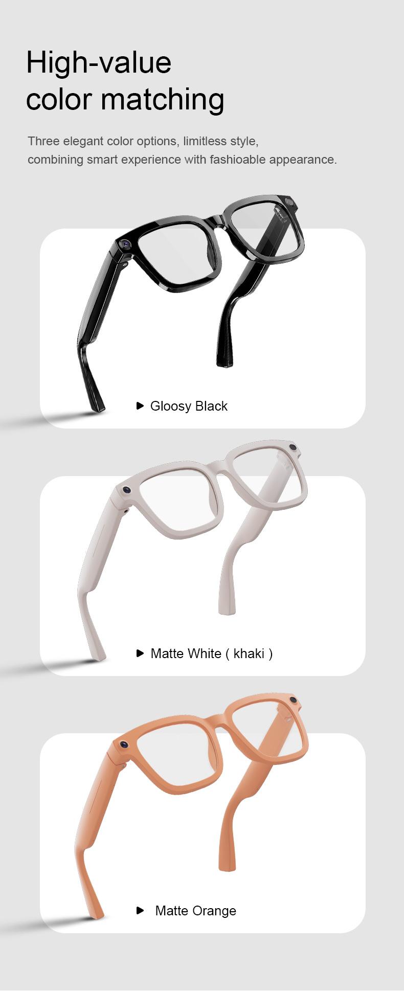Smart Bluetooth Glasses with HD Camera, 1200p Video Recording Wearable Smart Glasses, Anti-shake Shooting Outdoor Sports Camera Sunglasses, Multifunctional Wireless Audio Glasses with Intelligent Voice Assistant, Built-in Earphone Anti-blue Light Eyeglass Smart Bluetooth Glasses with HD Camera, 1200p Video Recording Wearable Smart Glasses, Anti-shake Shooting Outdoor Sports Camera Sunglasses, Multifunctional Wireless Audio Glasses with Intelligent Voice Assistant, Built-in Earphone Anti-blue Light Eyeglass