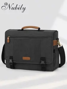 Messenger Bag for Men 17-17.3 Inch Laptop Bag Canvas Briefcase Satchel Large Computer Shoulder Bag for Work Office