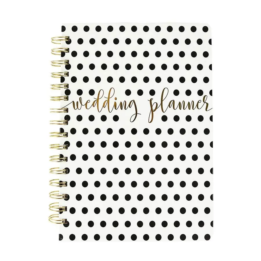 Mary Square Hardcover Spiral Wedding Planner - Polka Dots Bridal Office Stationery Notebook with Detailed Pages, Durable Build, Easy-to-Use Format, Guest List Management, Budgeting, Seating Arrangements, Playful Look, Stylish Touch