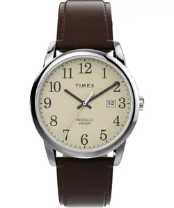Timex Easy Reader Silver-Tone/Brown Mens Watch