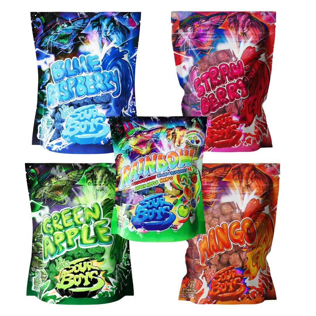 Sourboys Sour Candy 5 Pack Variety Pack | Green Apple, Blue Raspberry, Mango, Strawberry, Rainbow Mix | Sour Candy | Gummy Candy | Fruity & Chewy Candy