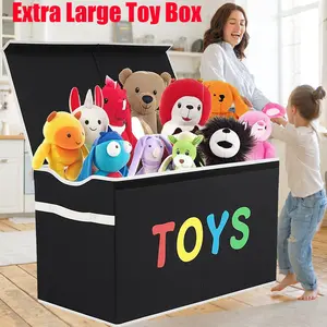 Reinforced Kids Toy Storage Solution - Extra Large Collapsible Box with Lid - Ideal for Nursery Room, Playroom & Closet Organization.