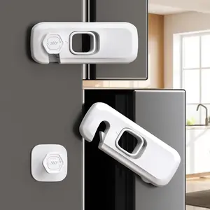 5 Pack Fridge Locks for Kids, Child Proof Refrigerator Lock with Sticky Adhesive Pads, Fridge Child Locks, RV Refrigerator Door Latch, Oven Lock Safety to Keep Door Closed White
