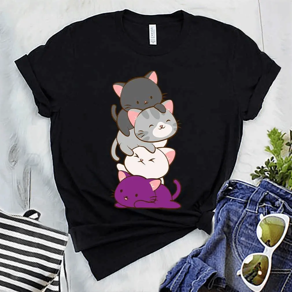 Ace Pride Kawaii Cats Lgbtq Asexual Shirt For Men , Women T-Shirt
