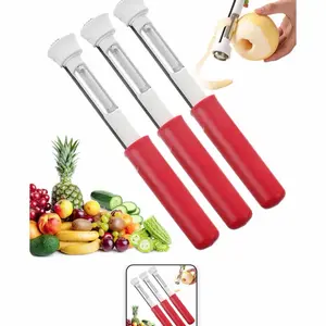 2-in-1 Coring Remover 2024 New Apple Peeler Apple Coring Tool Apple Seed Remover Handheld Stainless Steel Fruit Coring Tool Stainless Steel Coring Tool for Home Kitchen (3pcsRed)