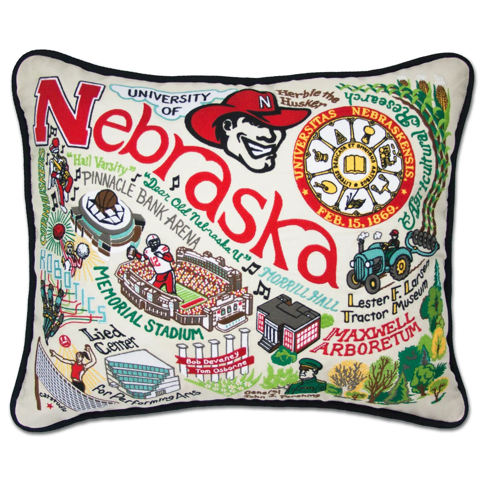 University of Nebraska Collegiate Embroidered Pillow