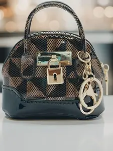 Vintage Plaid Mini Shell Bag, Zipper Closure Handheld Coin Purse, Casual All-Seasons Women's Carryall Small Bag, Geometric Pattern Bag