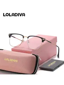 LOLADIVA Unisex High-End Craftsmanship Full Frame Plano Glasses Timeless Design Square Frame Plano Glasses