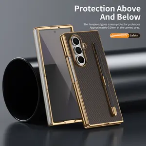 Premium Plaid Phone Case for Samsung Galaxy Z Fold7/6/5/4/3, Includes Tempered Glass, Stand, Touchscreen Pen, Anti-Slip, Shockproof