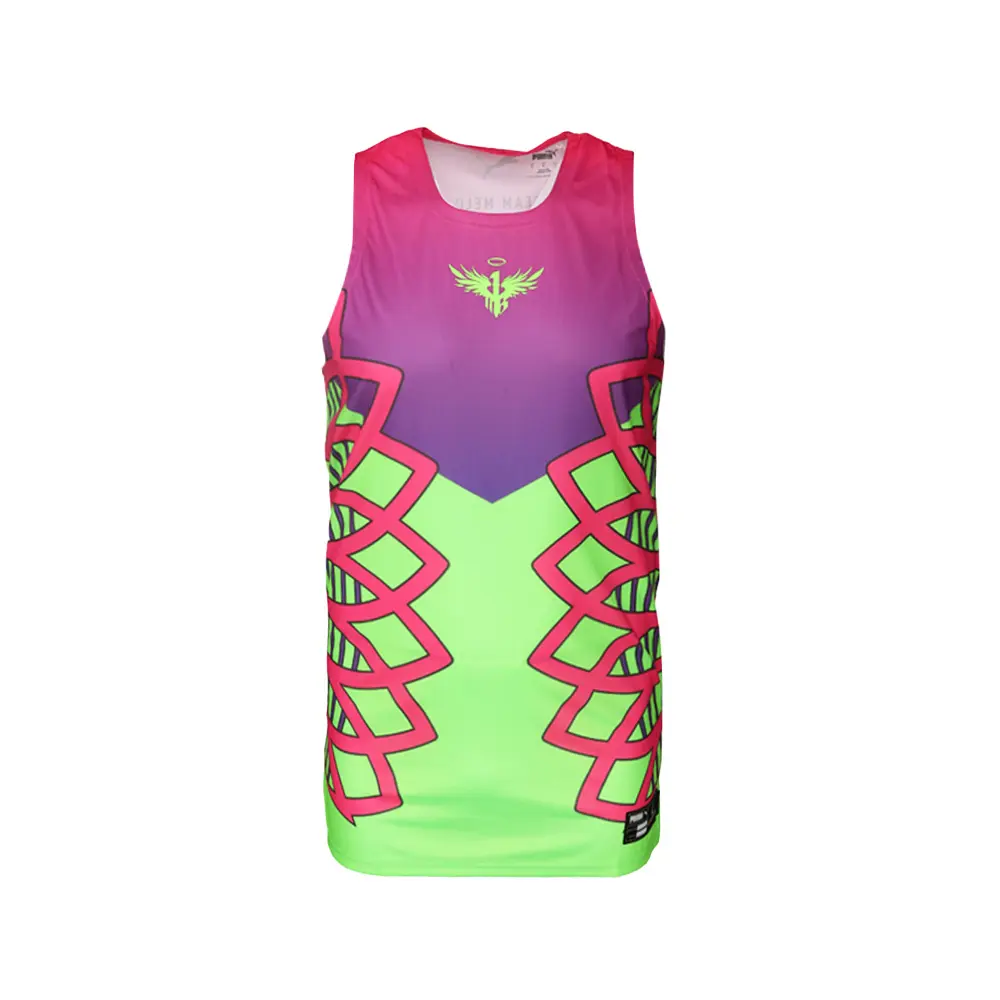 PUMA Mens Team Melo Game Inverse Toxic Crew Neck Replica Jersey Basketball - Green, Purple PUMA Mens Team Melo Game Inverse Toxic Crew Neck Replica Jersey Basketball - Green, Purple
