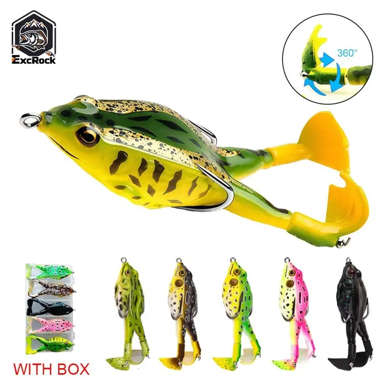 EXCROCK 5 Counts/Box Simulated Frog Lure Set, Lifelike Artificial Fishing Lure Bait, Portable OutdoorFishing Accessories, Fishing Gear, Fishing Equipment