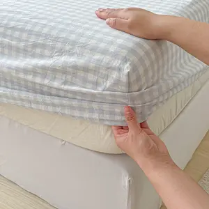 3 Pcs Plaid Pattern Fitted Sheet, Minimalist Modern Style Fitted Sheet Flat Sheet for Bedroom, Soft and Comfortable Bedding, Stylish Home Decoration, Bed Sheets Set