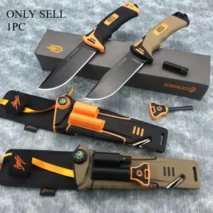 High-Hardness Fixed-Blade Jungle Knife with Sheath, 7Cr13Mov Blade, Rubber-Plastic Handle  Cutting Jungle Multi-Purpose Rescue Tool, EDC, Outdoor Camping Survival Knife