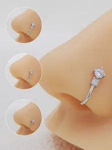 3-Piece U-Type Nose Rings, Clip-On Design, Comfortable Wear, Shiny Simple Style, Daily Use, Party Accessories, All Seasons, Nose Hoops